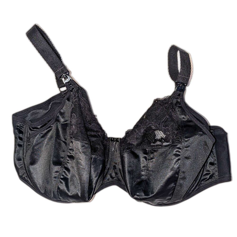 Elomi Molly Stretch Black Lace Underwire Nursing Bra Size 40K Maternity